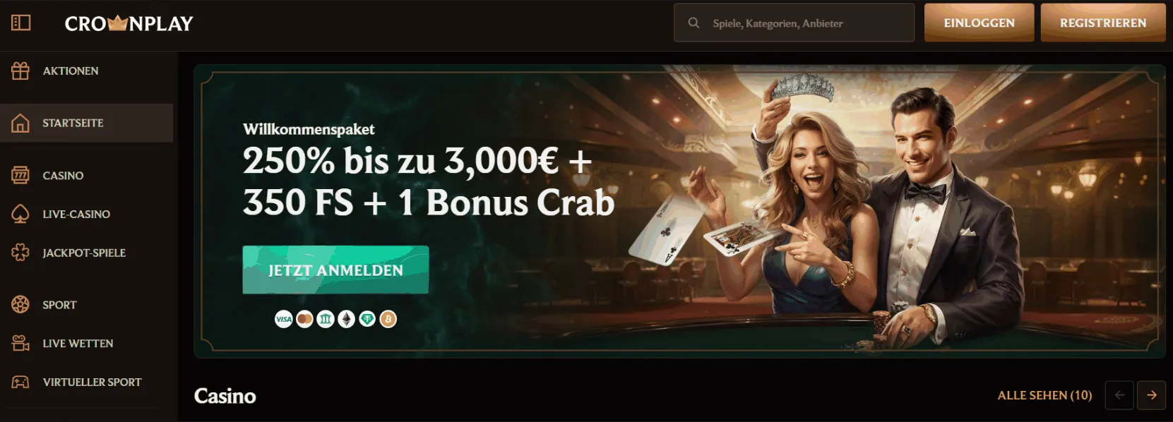 CrownPlay Casino Startseite