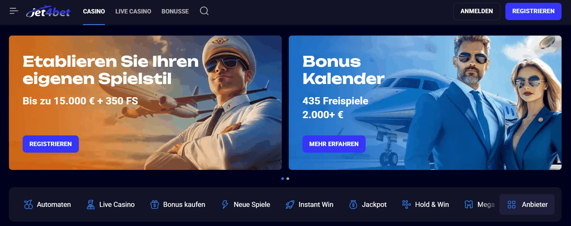 Jet4Bet Casino Startseite